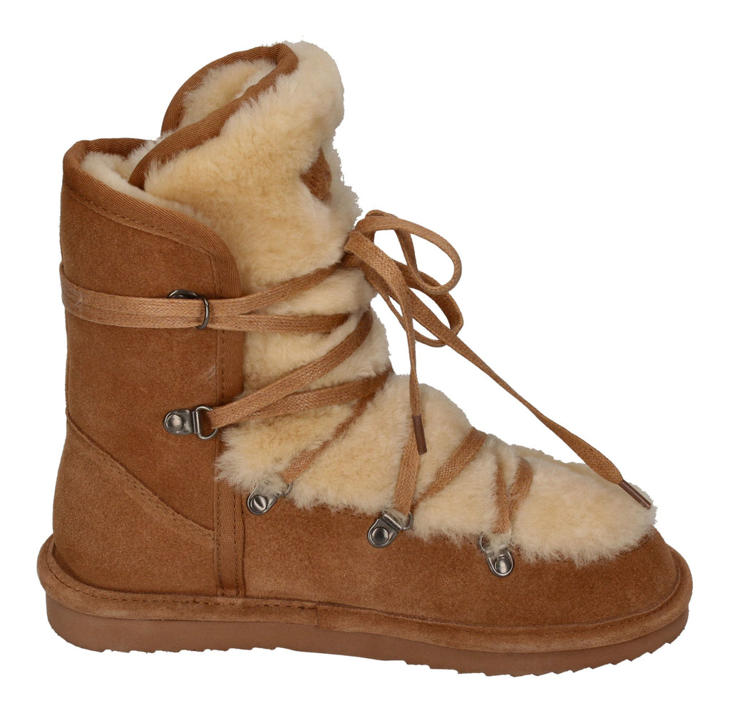 WARMBAT Damenschuhe Schaffell Booties MOONBI SUEDE - cognac