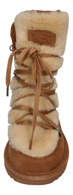 WARMBAT Damenschuhe Schaffell Booties MOONBI SUEDE - cognac